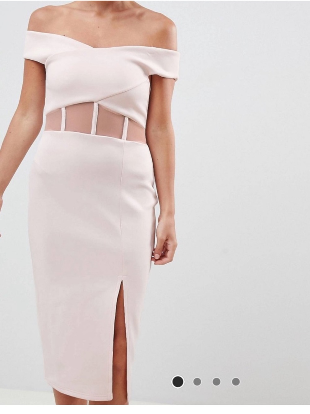 ASOS Scuba Corset bodycon off shoulder midi dress